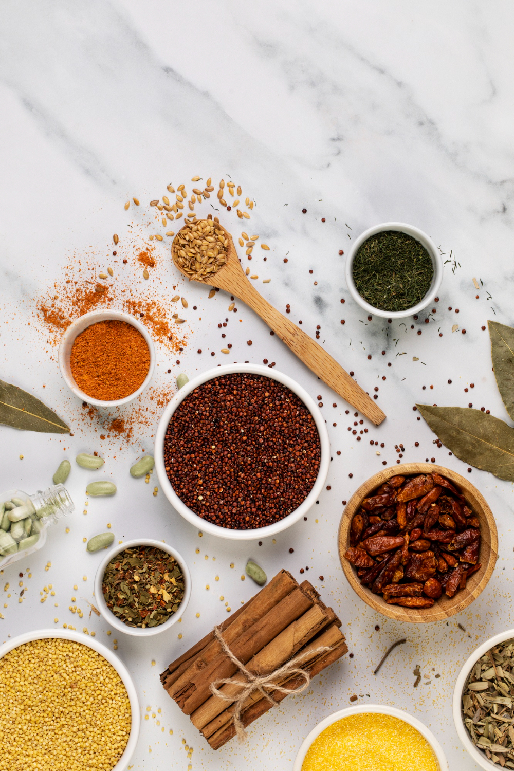 Indian spices and agricultural commodities including turmeric, chili powder, seeds, herbs and natural ingredients